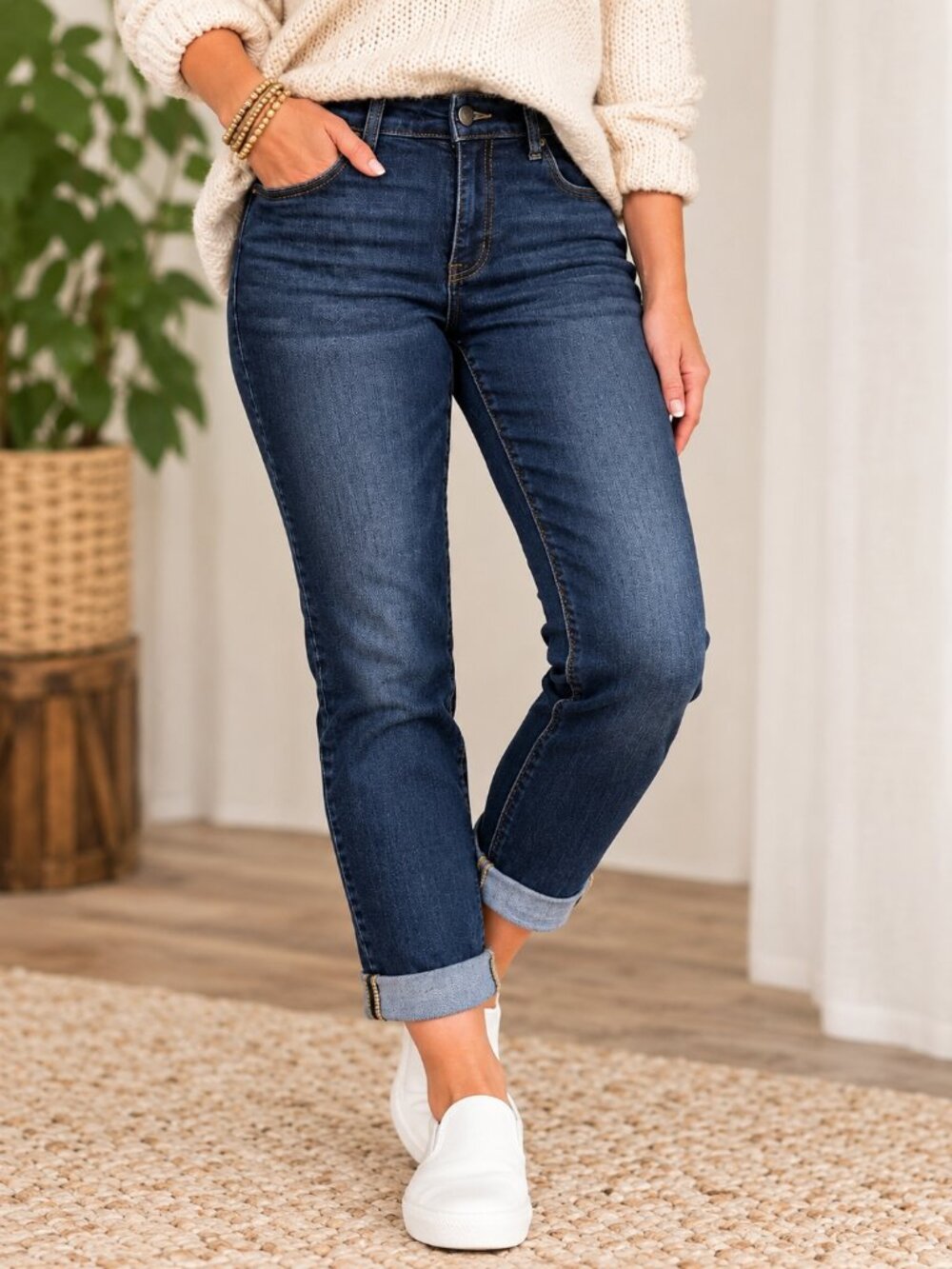 Liverpool The Crop Jeans Dark Wash Mid Rise Cuffed Size 8P/29P